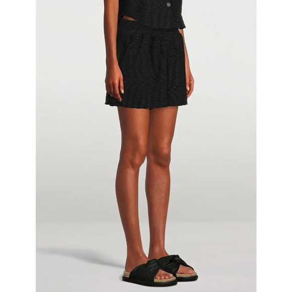 NWT Good American Terry Jacquard Woven Casual Shorts Sz 7 4XL Black Textured - Picture 1 of 9